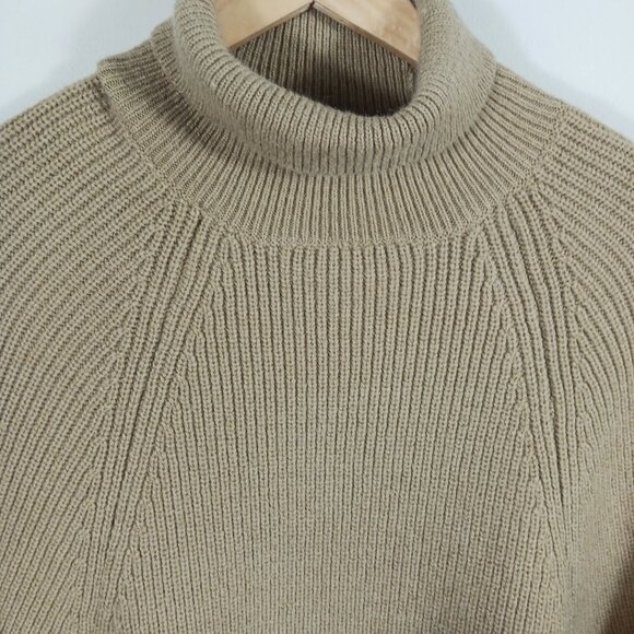 NWT Classic Tan Turtleneck Cape, Poncho Sweater W/ Armholes by PINCH, Size M/L - Picture 9 of 16